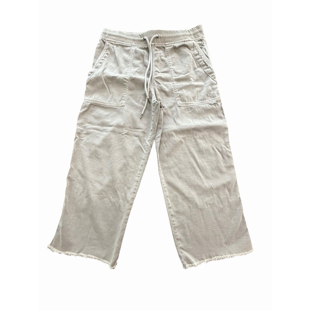 James Perse Pants Womens Small (1) Beige Wide Leg Elastic Waist Drawstring #H1-3